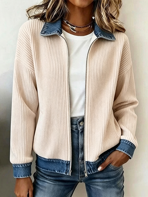 Elowen™ | Ribbed Knit Zip Jacket