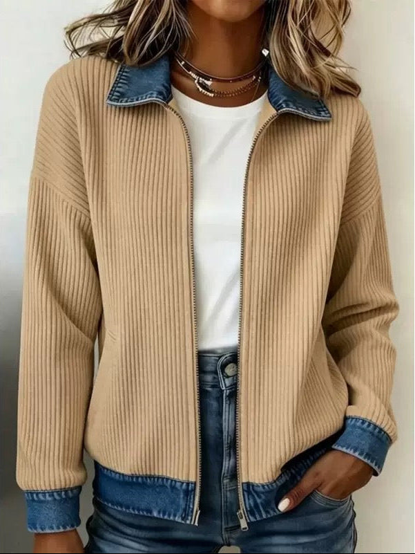 Elowen™ | Ribbed Knit Zip Jacket