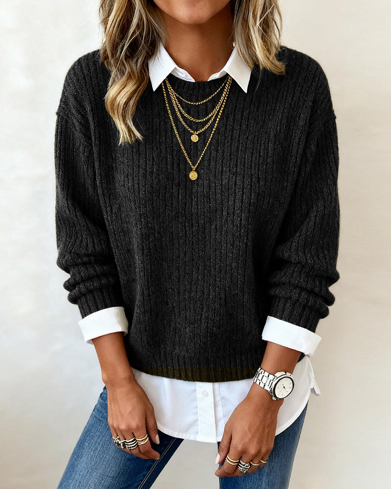 Laluna™ | Layered-Look Collared Jumper