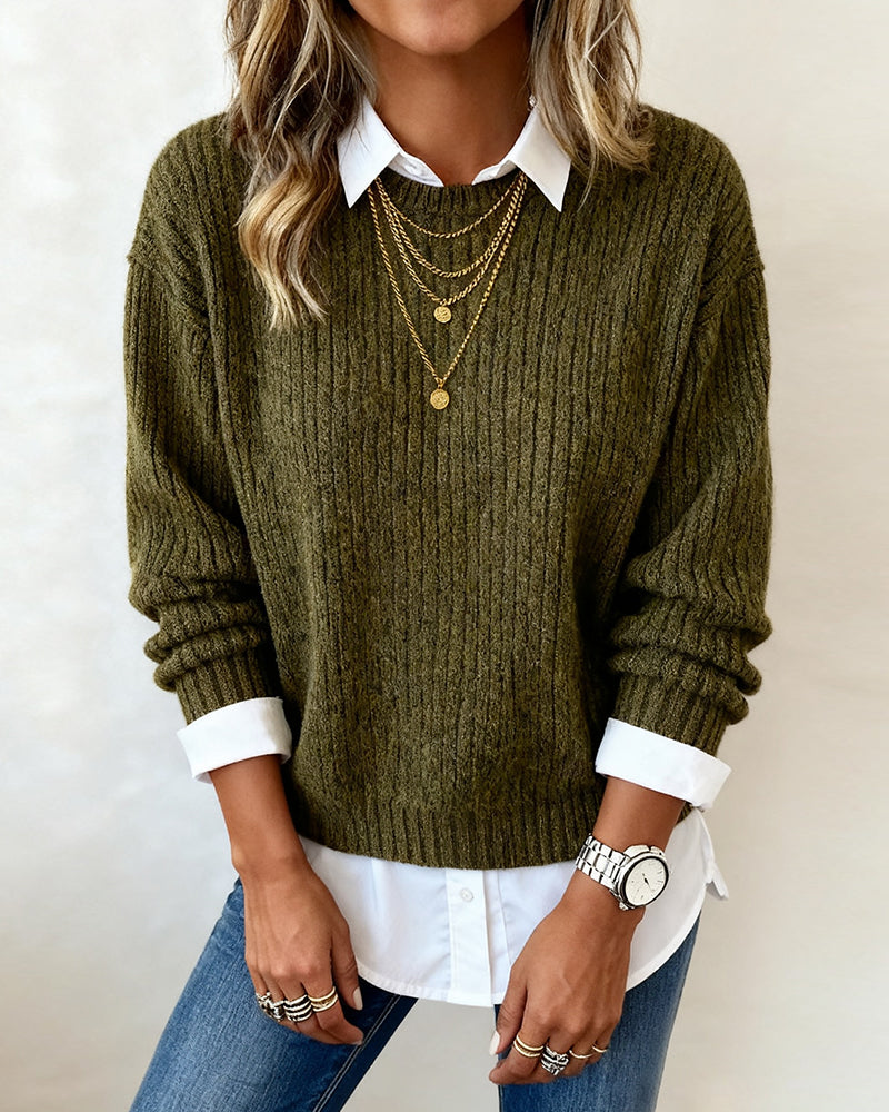 Laluna™ | Layered-Look Collared Jumper