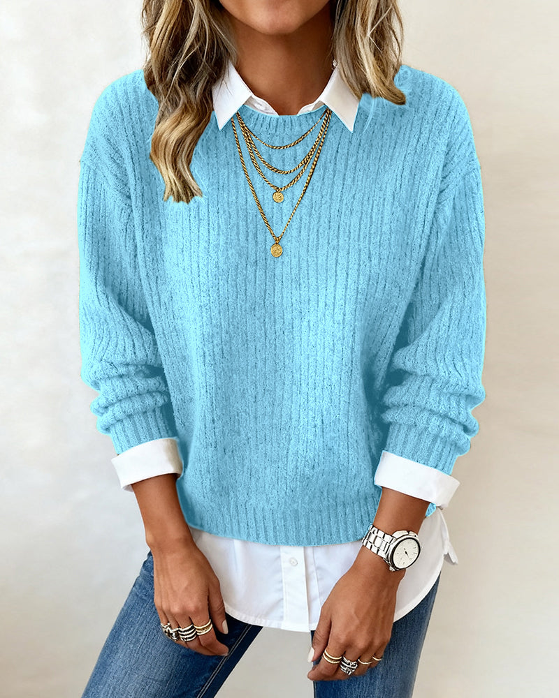 Laluna™ | Layered-Look Collared Jumper