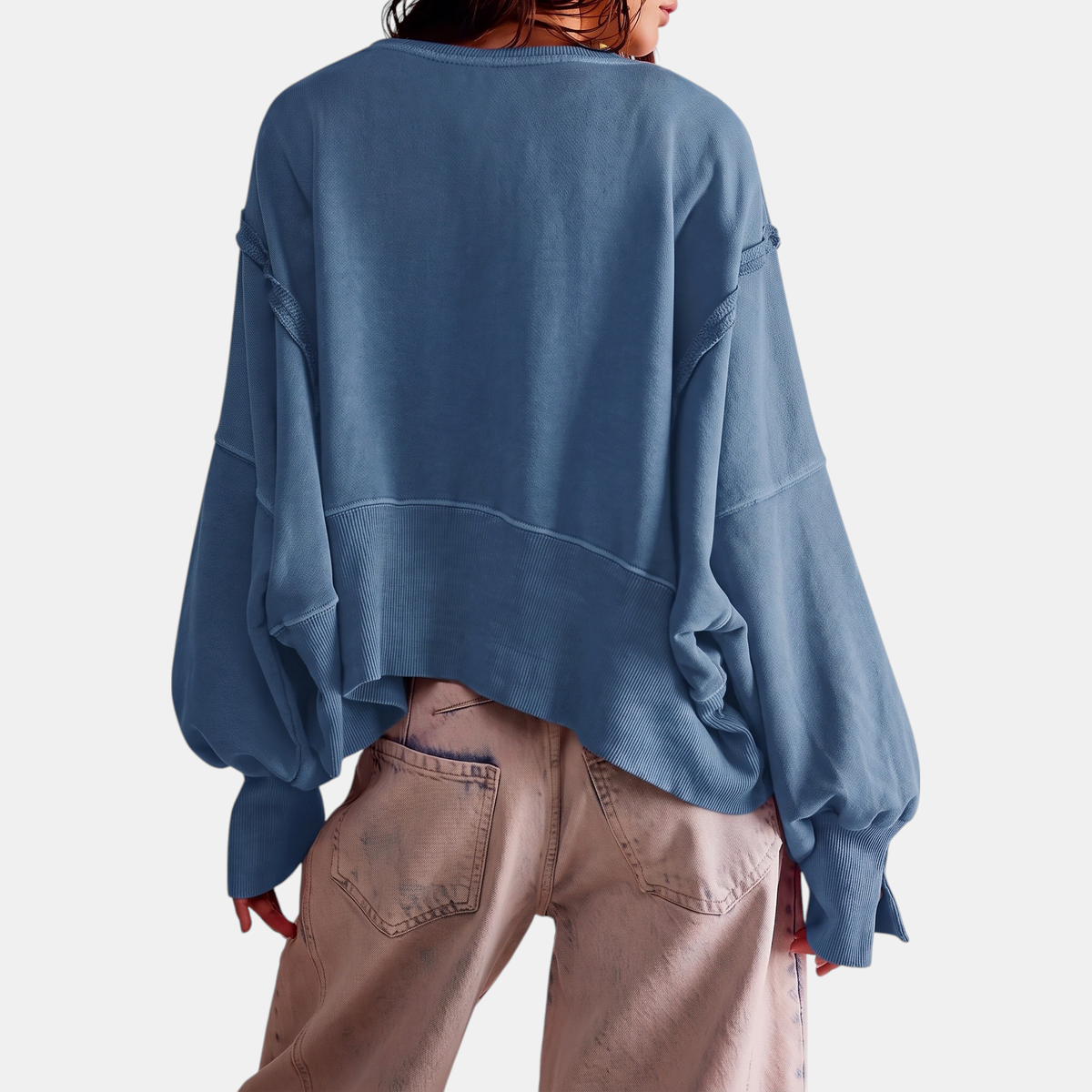 Women's Oversized Raw-Hem Cropped Sweatshirt
