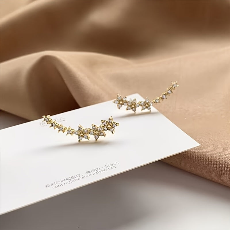 FLORAL RHINESTONE GOLD EARRINGS