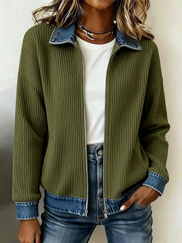 Elowen™ | Ribbed Knit Zip Jacket