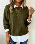 Laluna™ | Layered-Look Collared Jumper