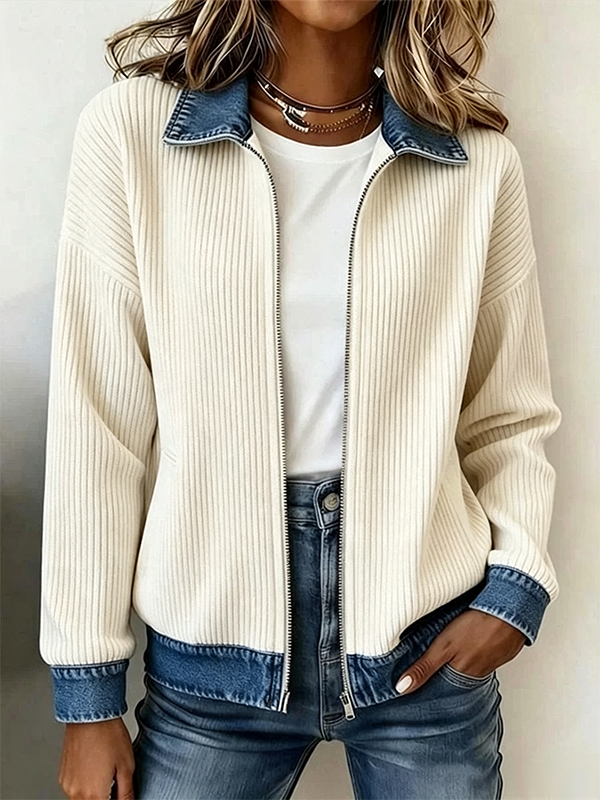 Elowen™ | Ribbed Knit Zip Jacket