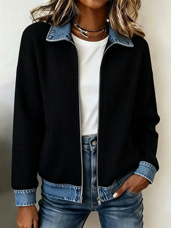 Elowen™ | Ribbed Knit Zip Jacket