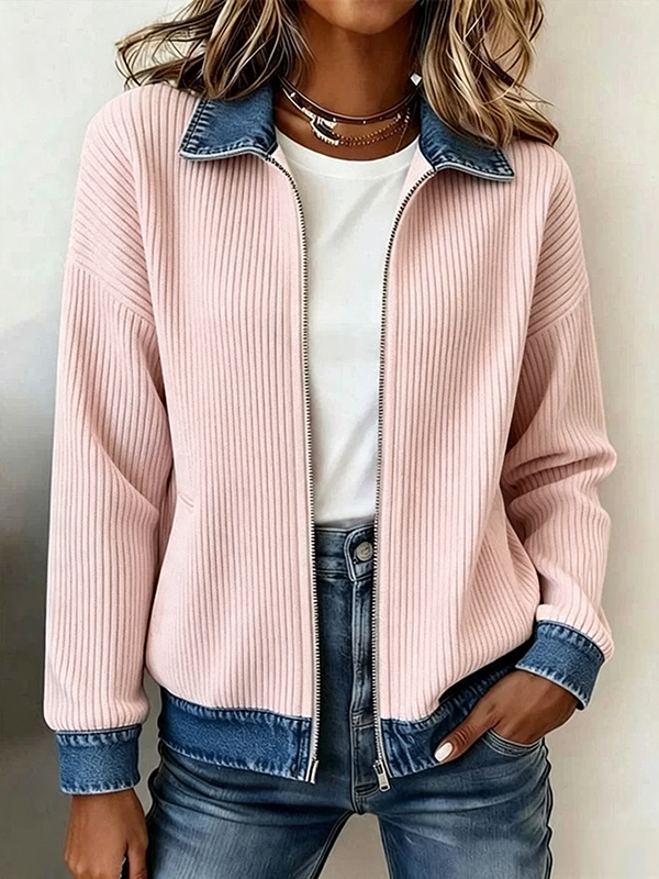 Elowen™ | Ribbed Knit Zip Jacket