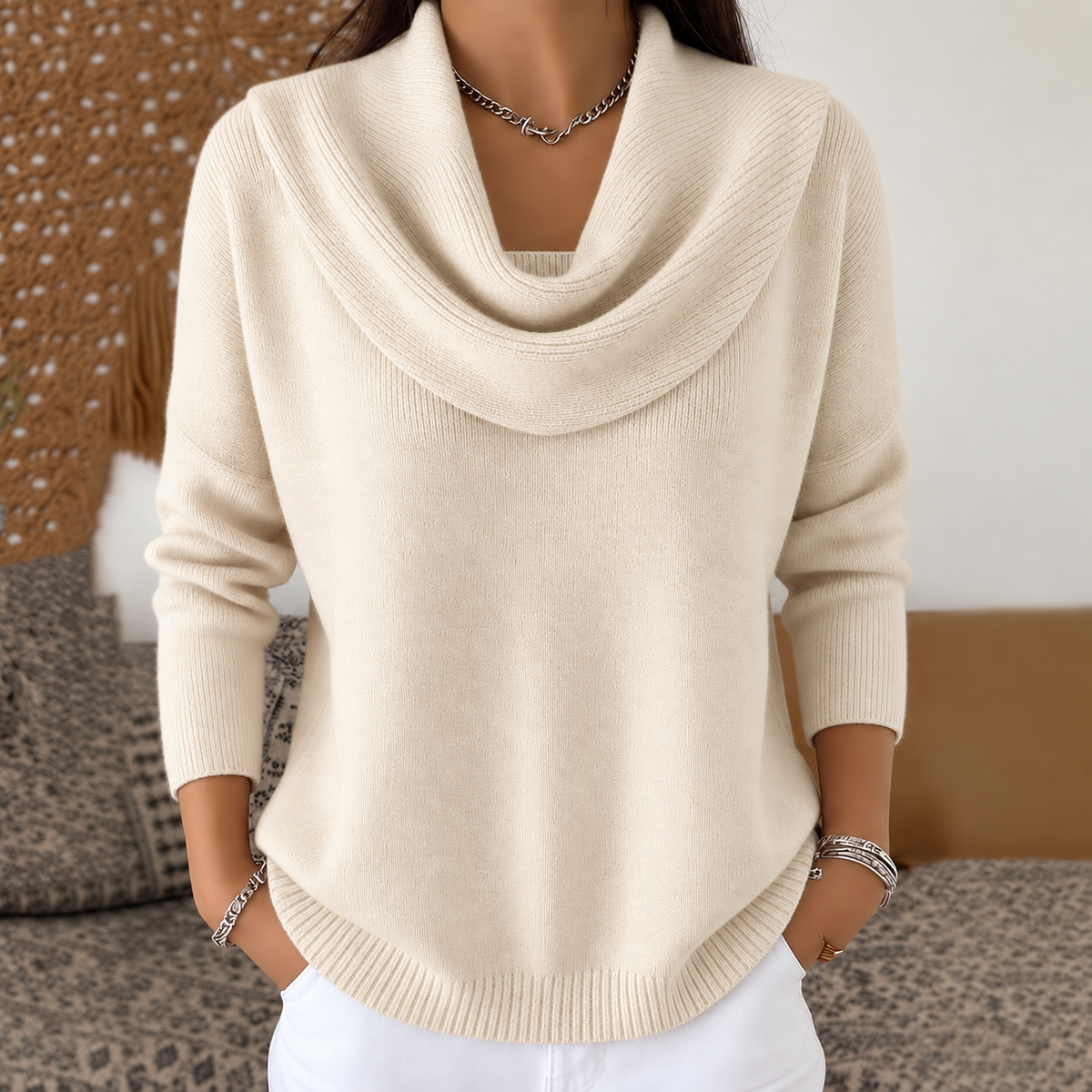 Vivienne™ | Cowl-Neck Knit Jumper