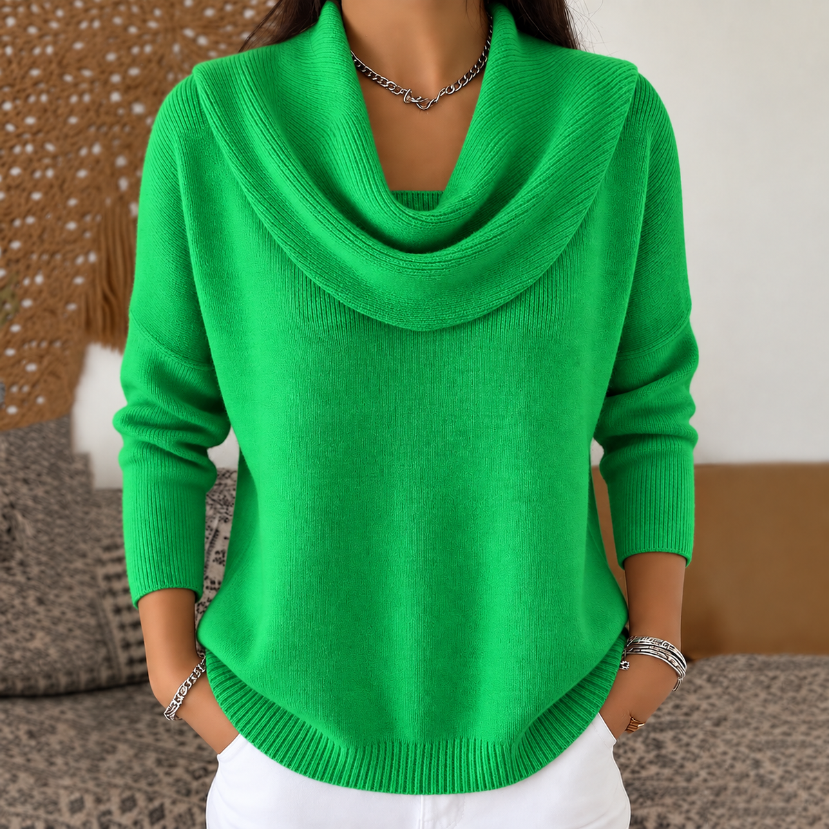 Vivienne™ | Cowl-Neck Knit Jumper