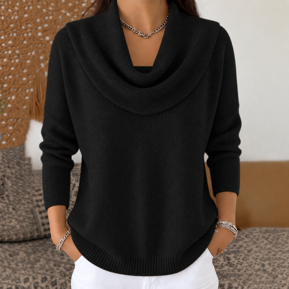 Vivienne™ | Cowl-Neck Knit Jumper