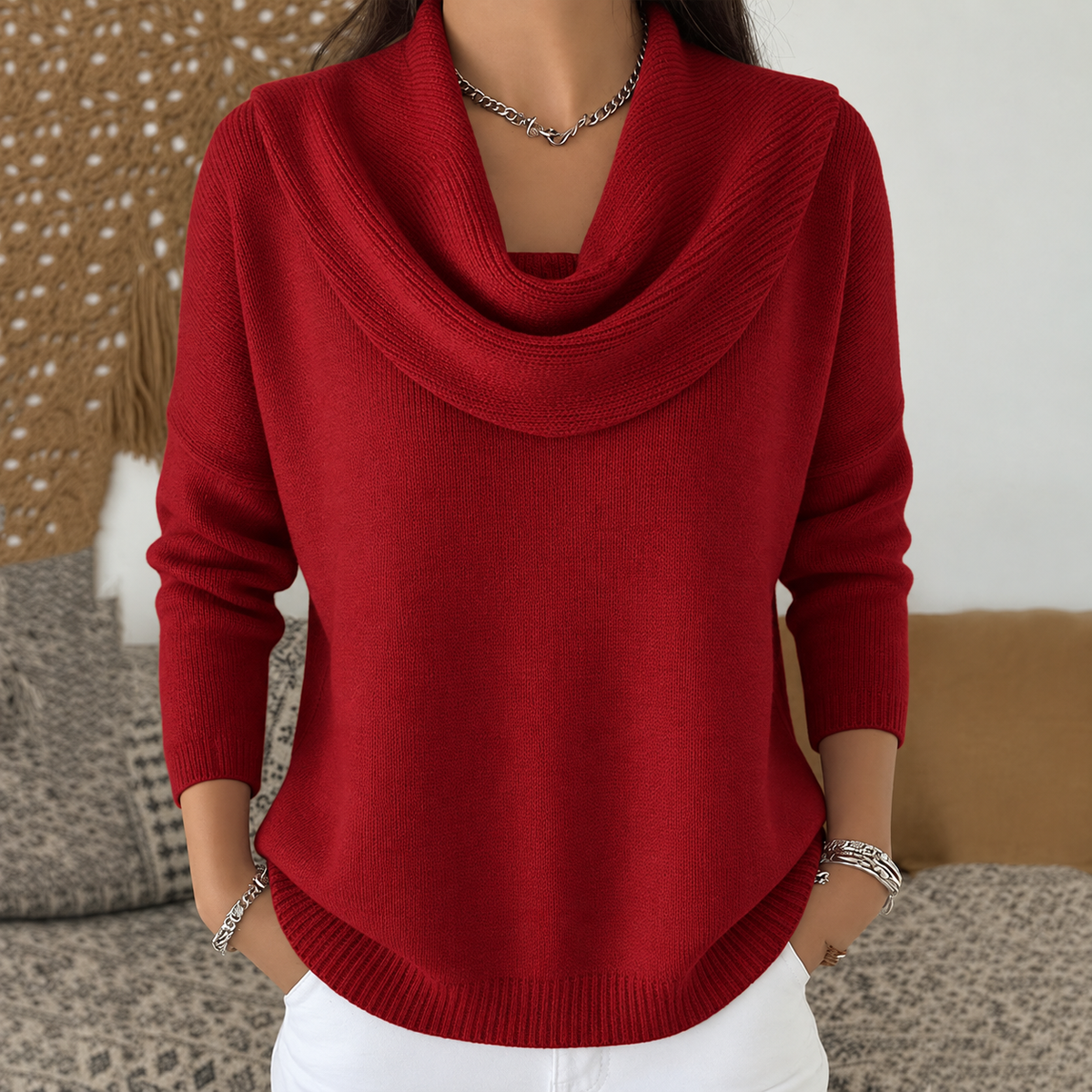 Vivienne™ | Cowl-Neck Knit Jumper