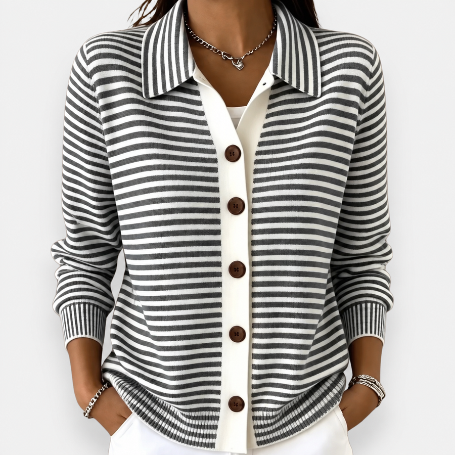 Nola™ | Classic Striped Button-Through Cardigan