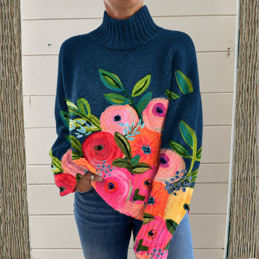 Alice™ | Soft Floral Roll-Neck Jumper