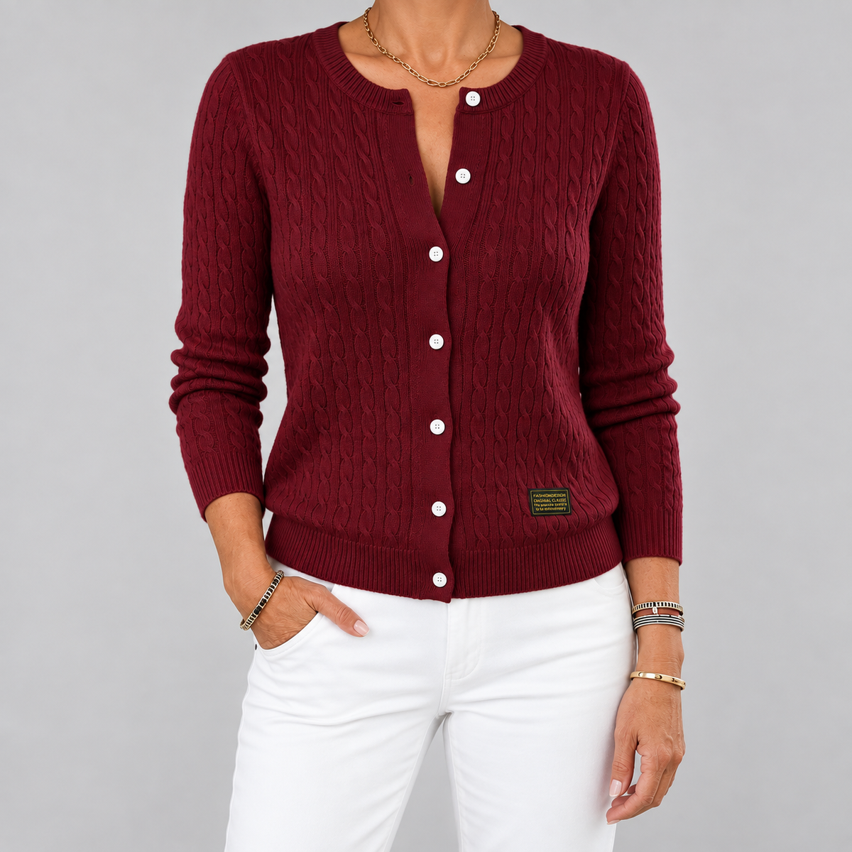 Tilde™ | Cable-Knit Button Cardigan