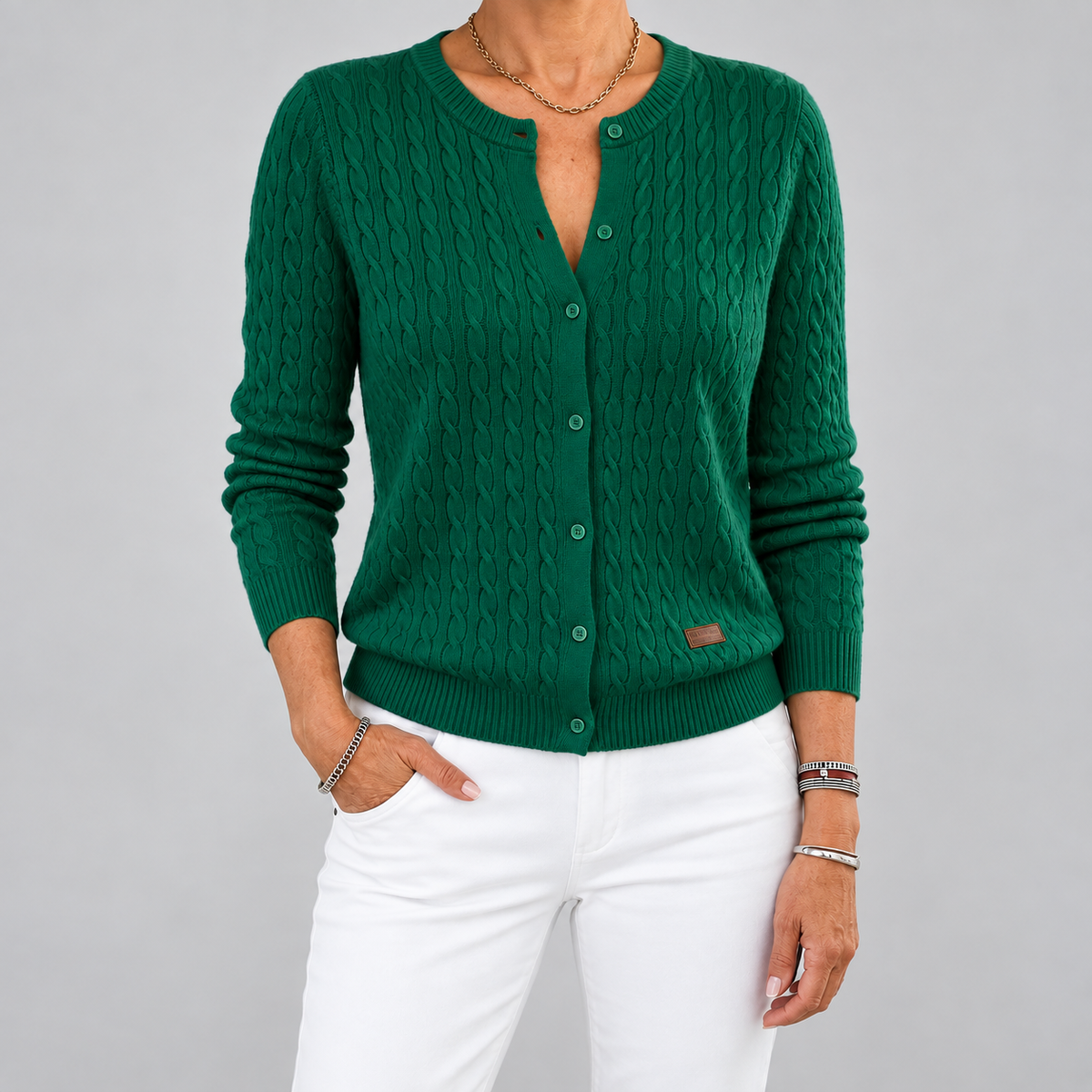 Tilde™ | Cable-Knit Button Cardigan
