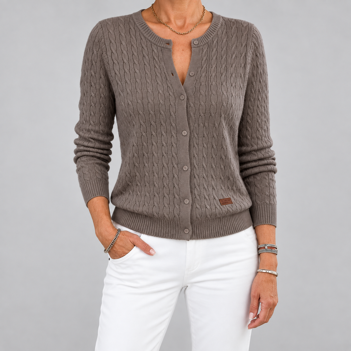 Tilde™ | Cable-Knit Button Cardigan