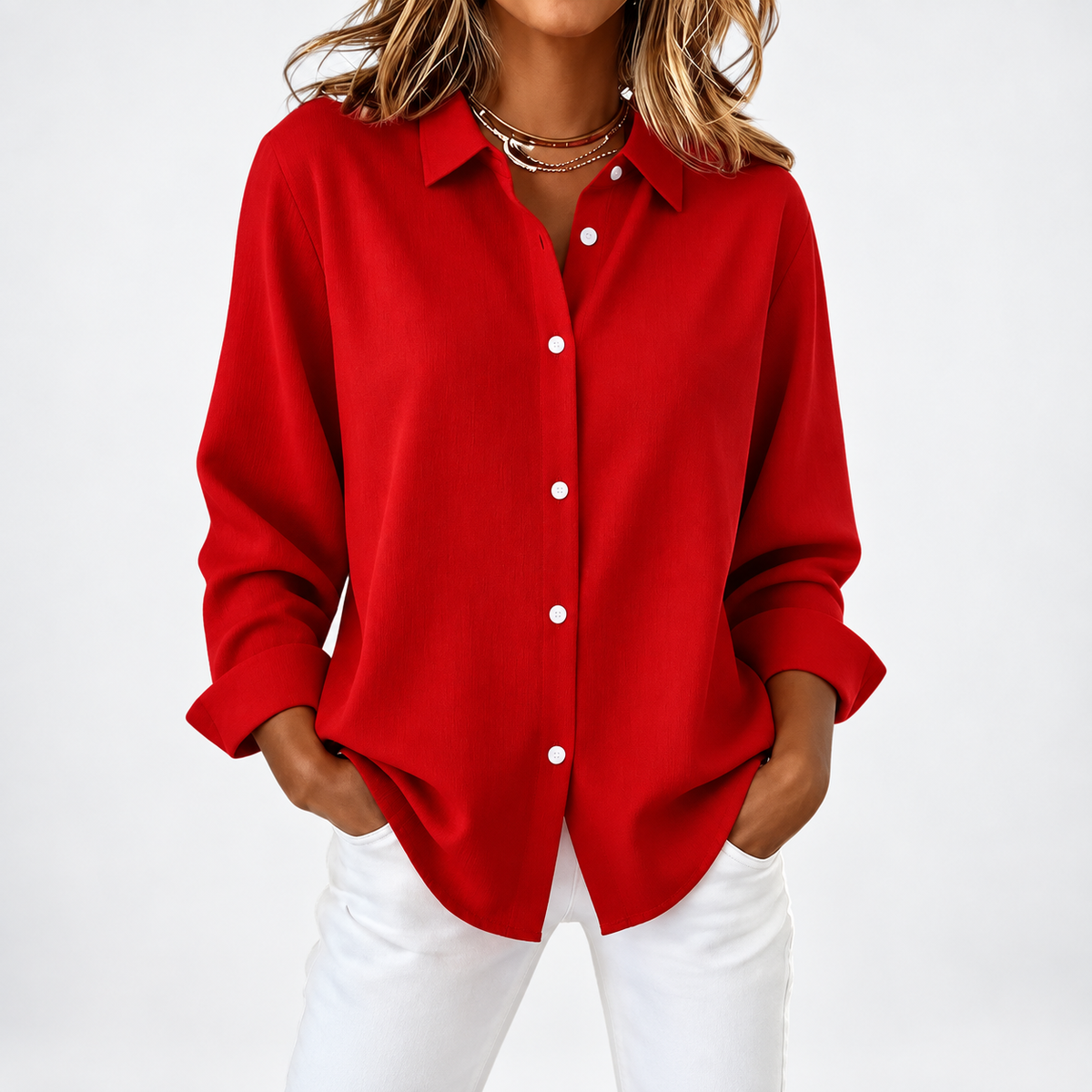 Olivia™ | Elegant Flowing Button-Up Blouse