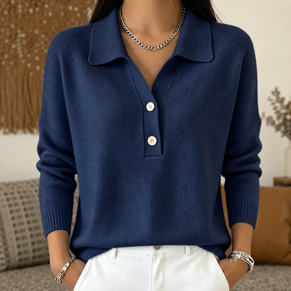 Eliza™ | Collared Button Knit Jumper
