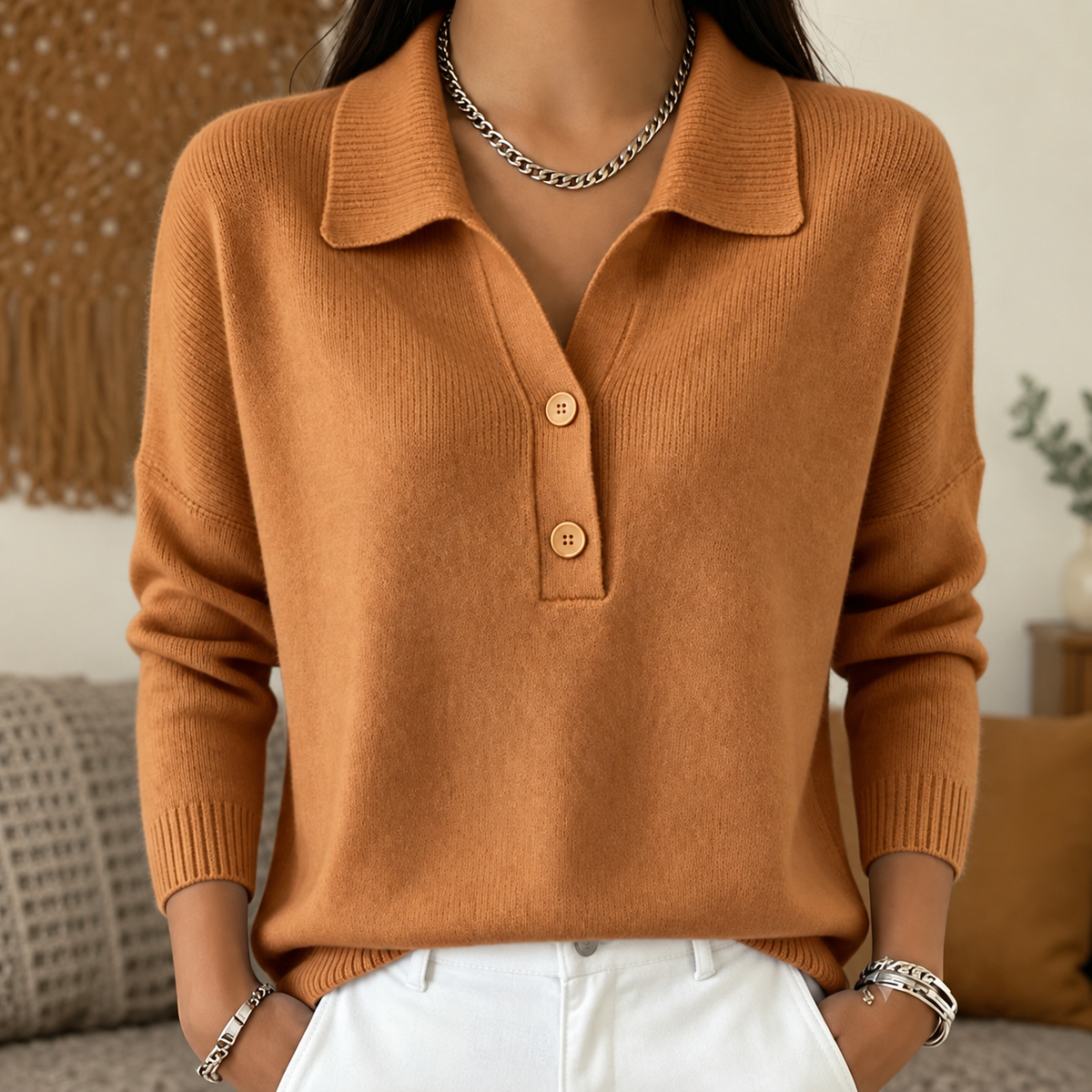 Eliza™ | Collared Button Knit Jumper