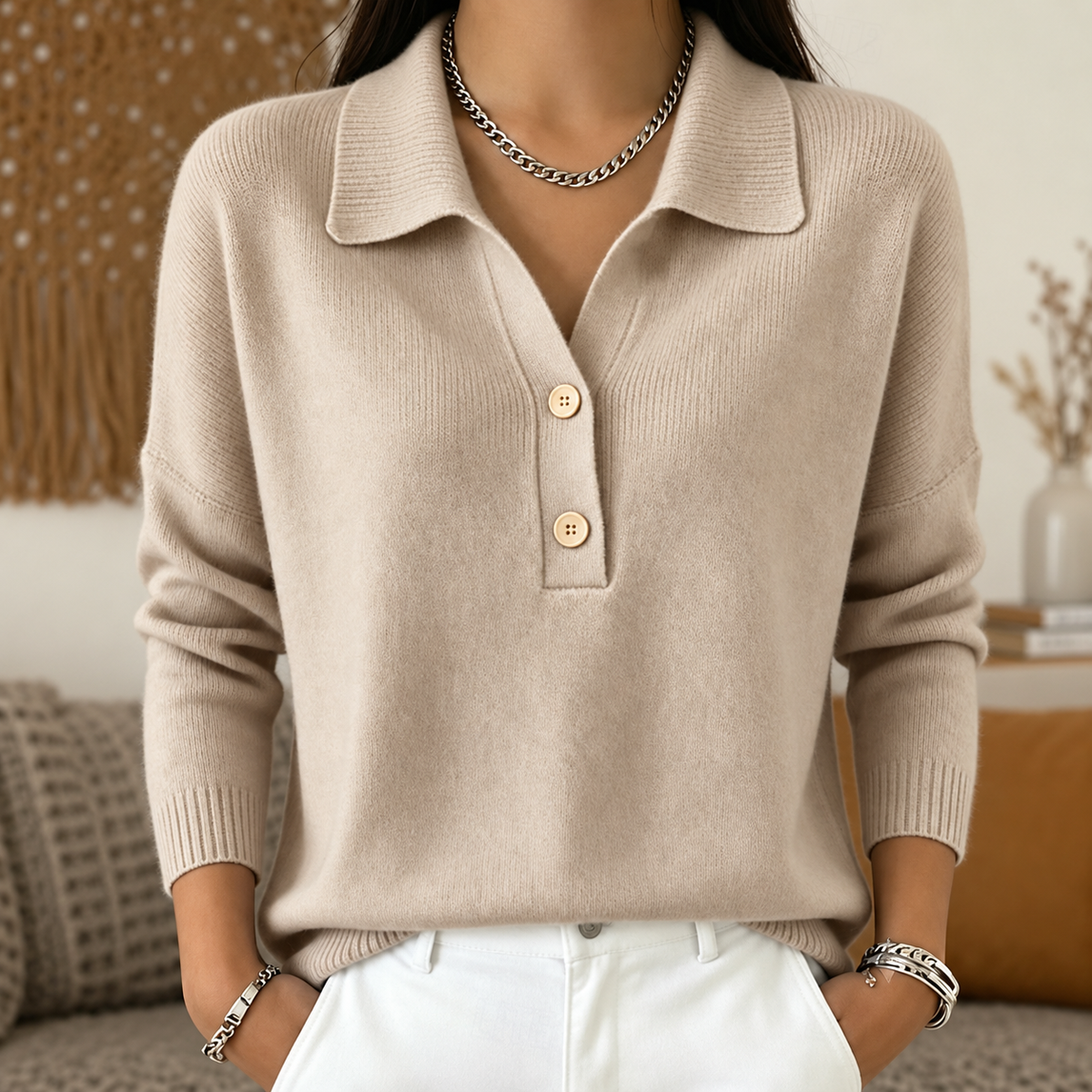 Eliza™ | Collared Button Knit Jumper