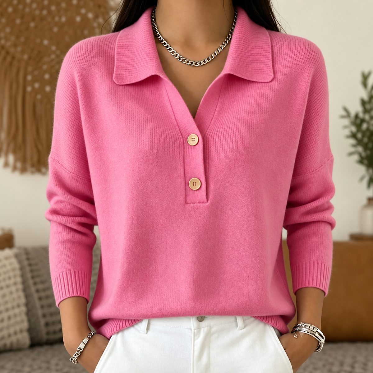 Eliza™ | Collared Button Knit Jumper