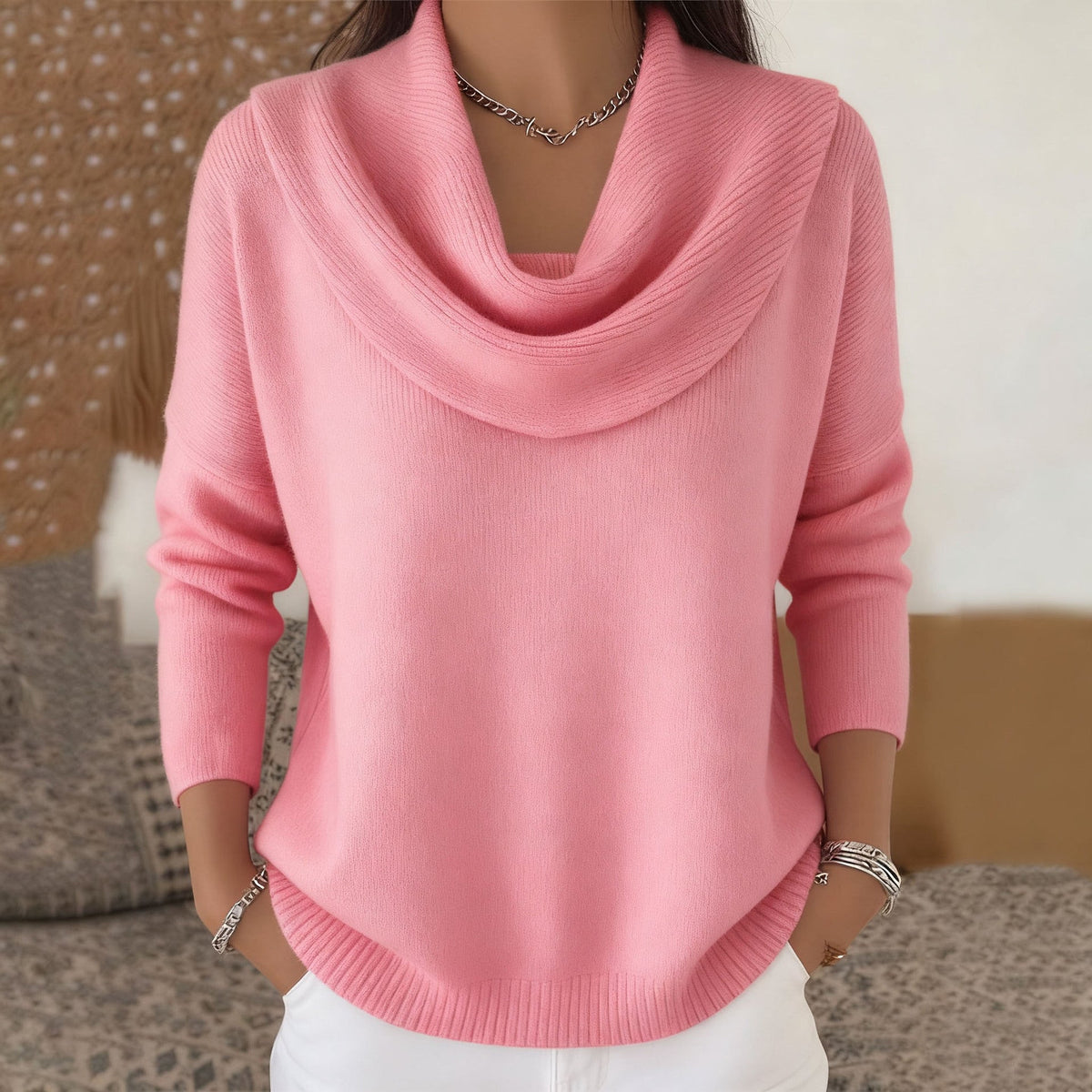 Vivienne™ | Cowl-Neck Knit Jumper