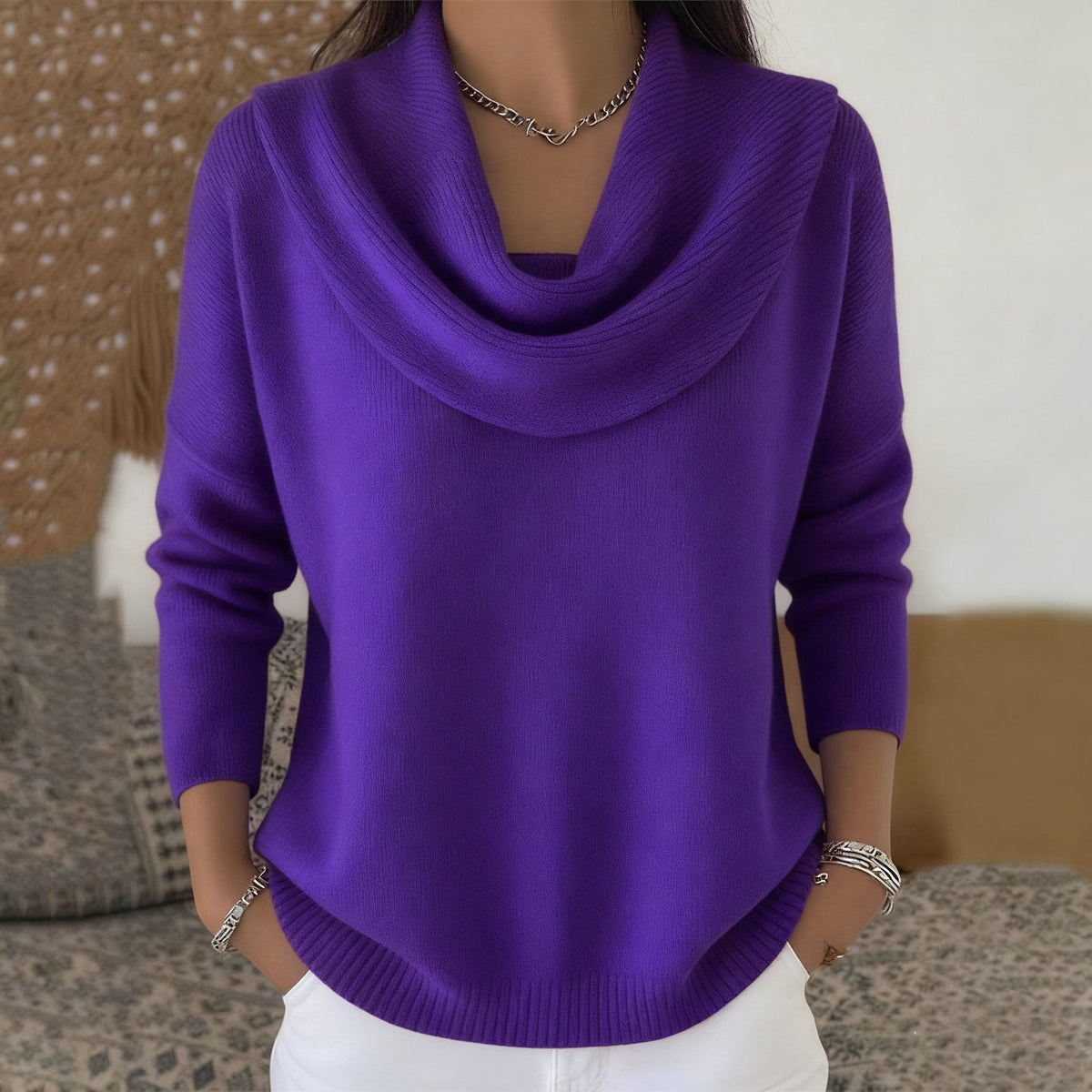 Vivienne™ | Cowl-Neck Knit Jumper