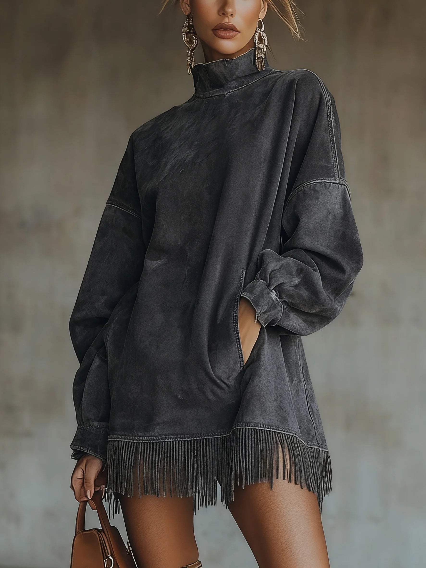 Sheril | Suede Fringe Dress