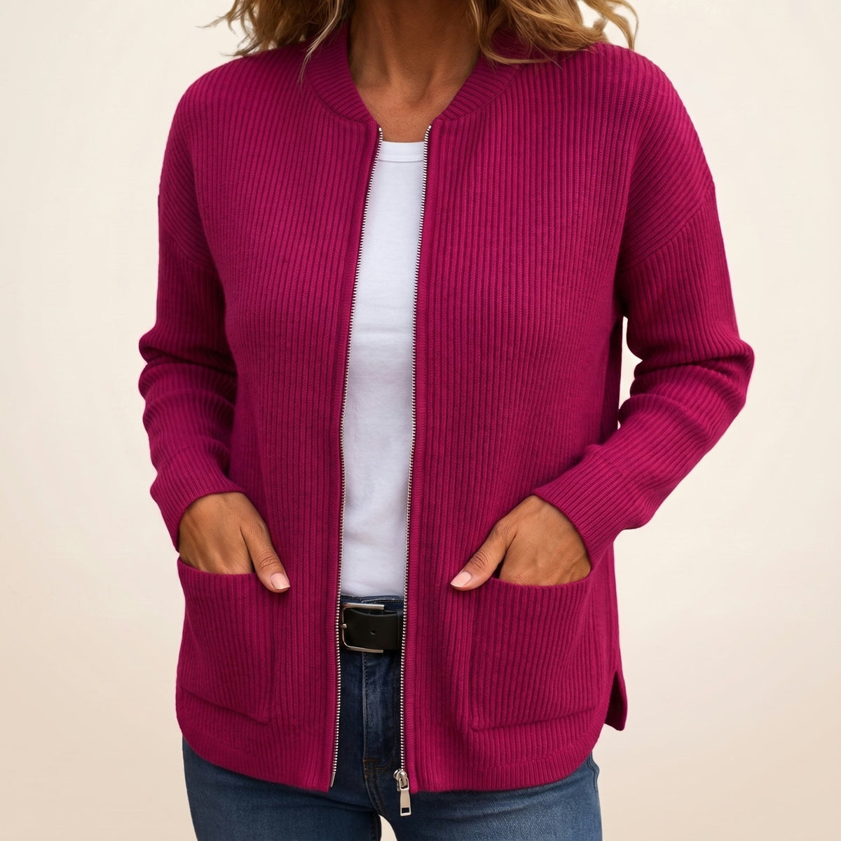 Annika™ | Cosy Zip-Up Cardigan with Deep Pockets