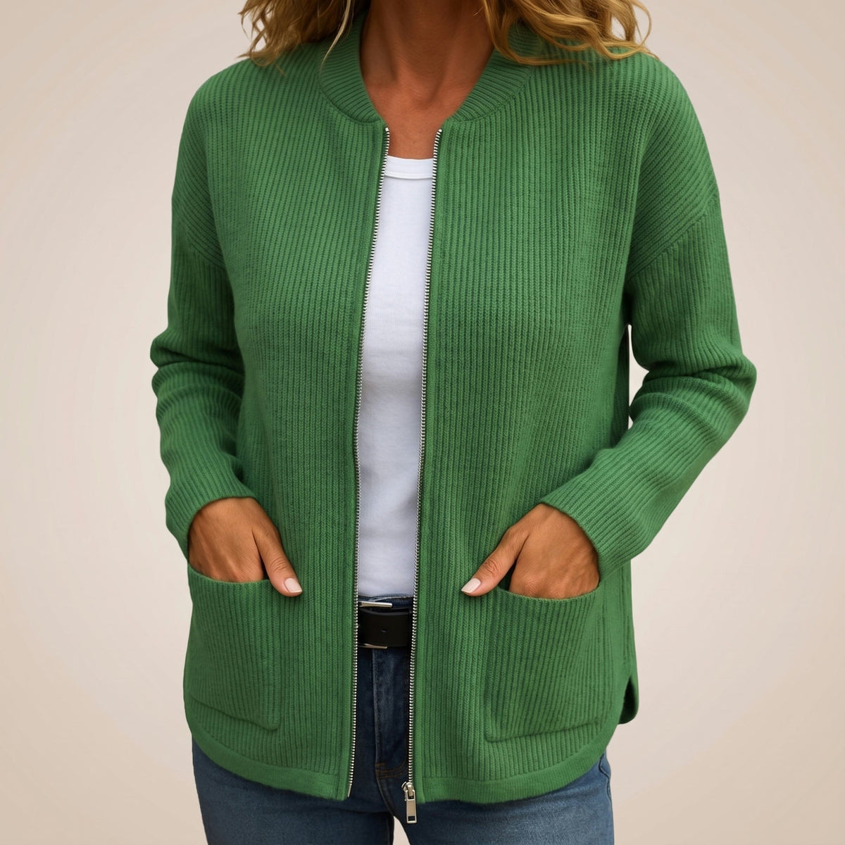 Annika™ | Cosy Zip-Up Cardigan with Deep Pockets