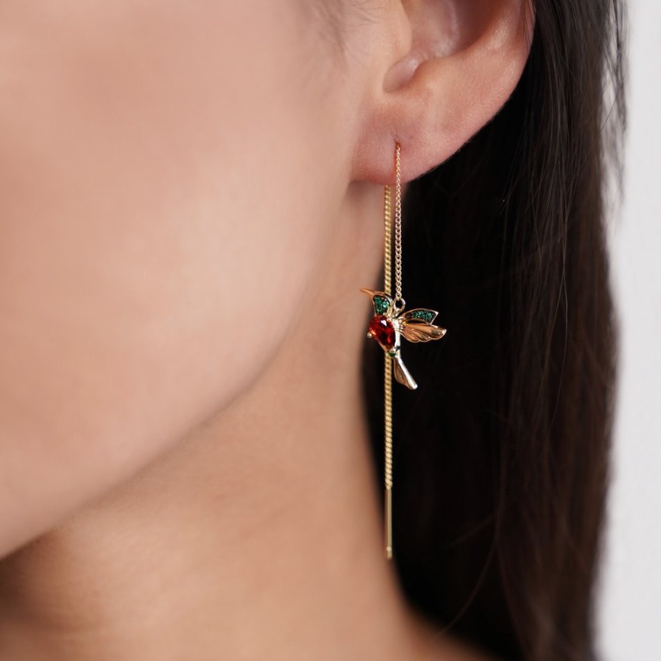Stefanie – Gold Earrings with Delicate Pendant