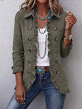 Kamberly | Boho Floral Embroidered Utility Ruffled Trim Jacket