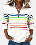 Jeanette | Striped Zip-Neck Sweatshirt